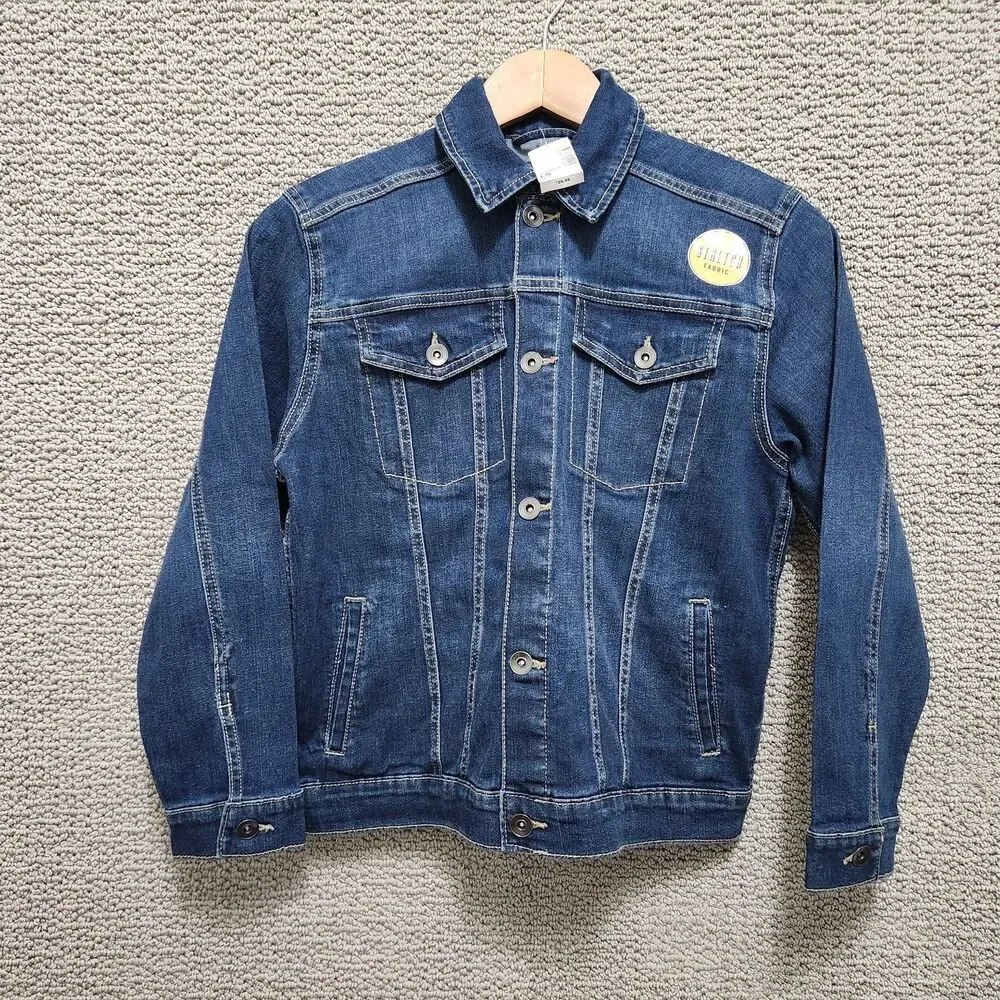 PLACE Girls Blue Stretch Denim Trucker Jacket Size L 10/12